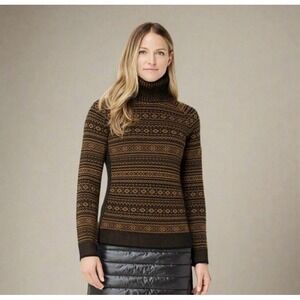 Krimson Klover S Christiana Sweater 100% Merino Wool Turtleneck Nordic Brown Ski